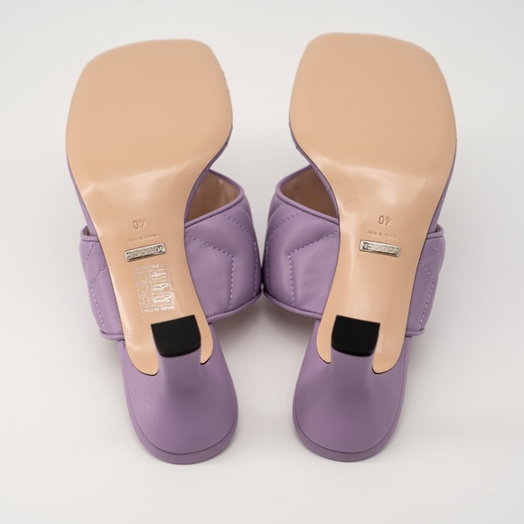 sz 40G 10 US Gucci Marmont GG Kitten Heel Thong Sandals Quilted Lavender Purple